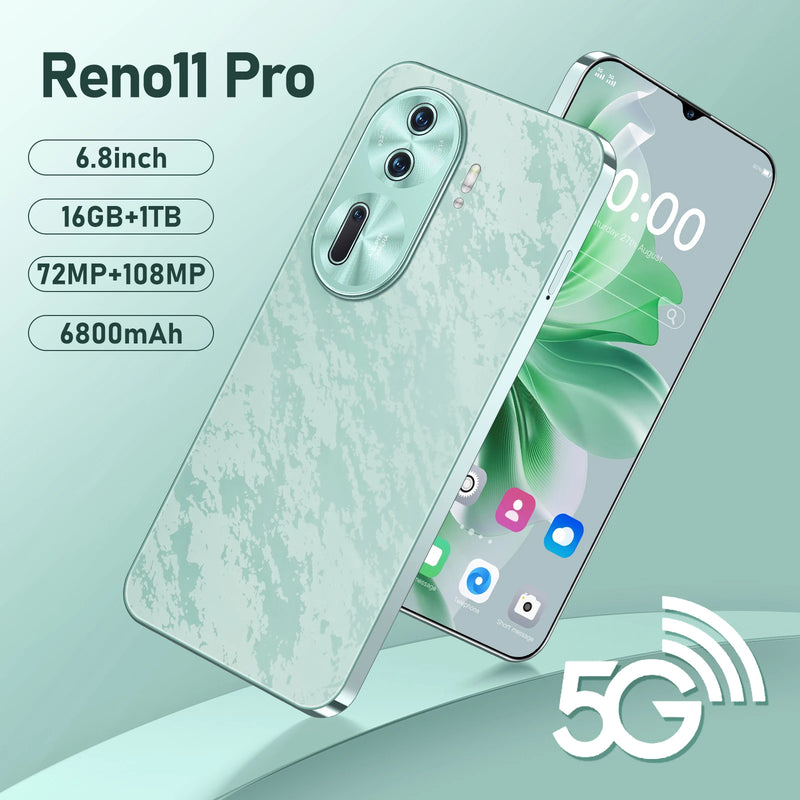 Smartphone Android OLED 5G Reno 11 Pro, Celular, Dimensão 9300, Bateria 6800mAh