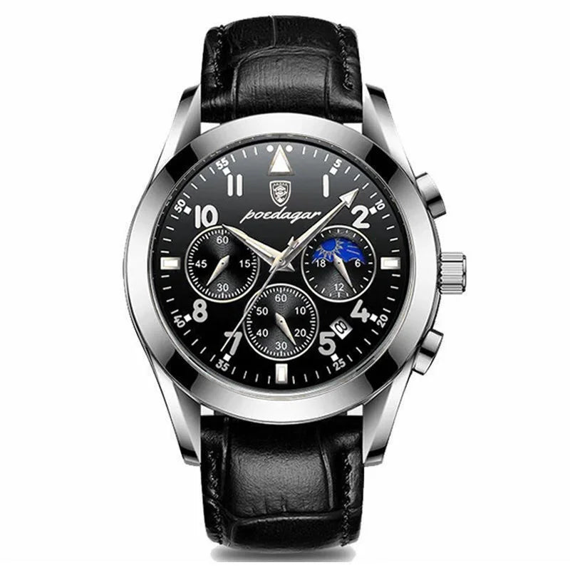 POEDAGAR-Relógio de pulso luminoso impermeável masculino, quartzo, militar, co