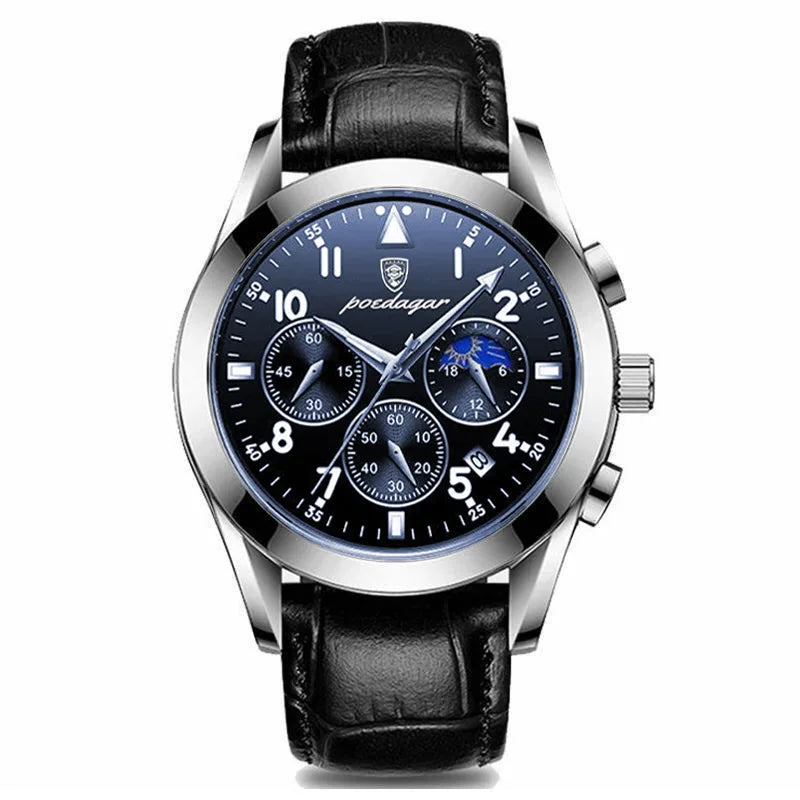 POEDAGAR-Relógio de pulso luminoso impermeável masculino, quartzo, militar, co