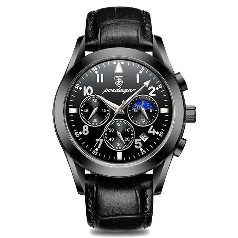 POEDAGAR-Relógio de pulso luminoso impermeável masculino, quartzo, militar, co
