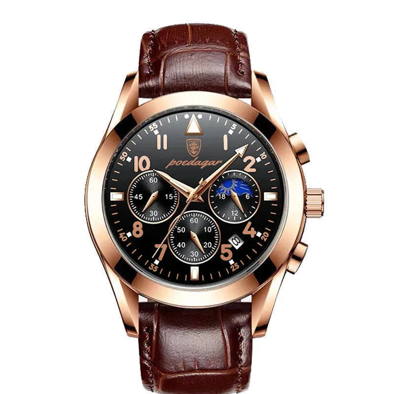 POEDAGAR-Relógio de pulso luminoso impermeável masculino, quartzo, militar, co