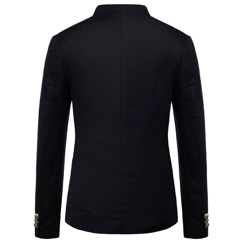 Casaco de blazer decorativo de botão masculino, jaqueta monocromática, slim fi