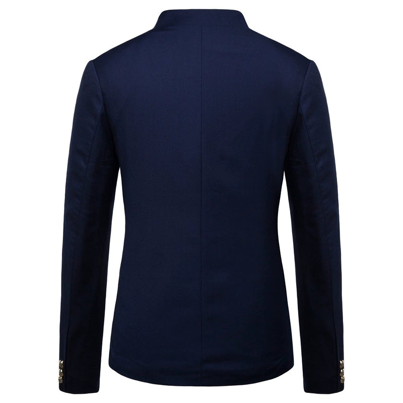 Casaco de blazer decorativo de botão masculino, jaqueta monocromática, slim fi