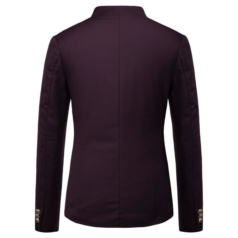 Casaco de blazer decorativo de botão masculino, jaqueta monocromática, slim fi