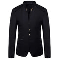 Casaco de blazer decorativo de botão masculino, jaqueta monocromática, slim fi