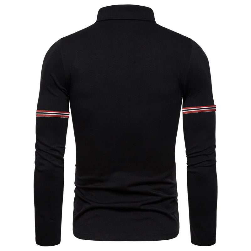 HDDHDHH-Camisa polo de manga comprida com lapela fina, camisa esportiva casual,