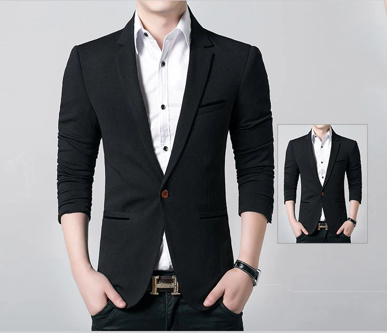 Marca masculina casual blazer 2023 outono nova moda terno magro de negócios cas