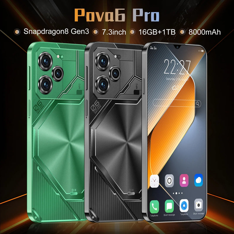 Smartphone Pova 6 Pro original Android 14, Telefone Desbloqueado, Celular, 5G HD