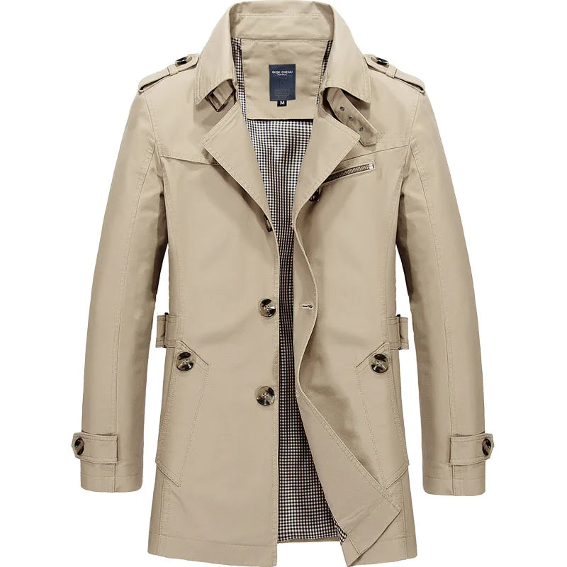 Jaqueta quebra-vento longa masculina, casacos de algodão, terno casual masculin