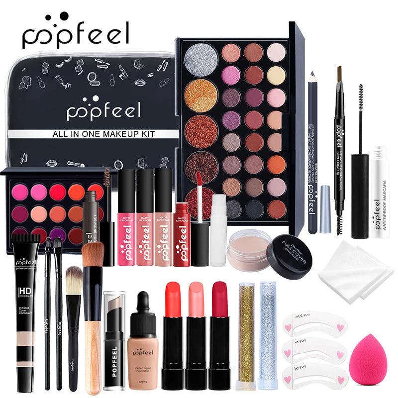 POPFEEL-Kit completo de maquiagem feminina, conjunto de maquiagem tudo em um, de