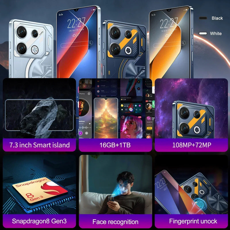 TEENO-Pova 8 Pro Smartphone, Celular, Celular, Dual SIM, NFC, Android 14, 5G, 7.