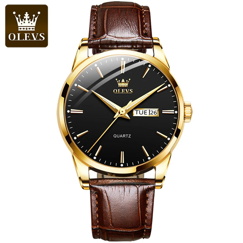 OLEVS-Relógio de pulso de quartzo impermeável clássico masculino, pulseira de