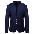 Casaco de blazer decorativo de botão masculino, jaqueta monocromática, slim fi