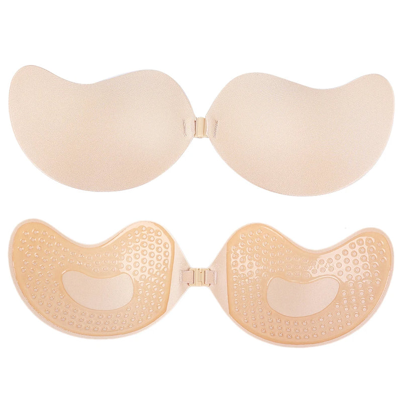 Sutiã Push Up Invisible para Mulheres, Sem Costas, Sem Alças, Sem Costura, Fec