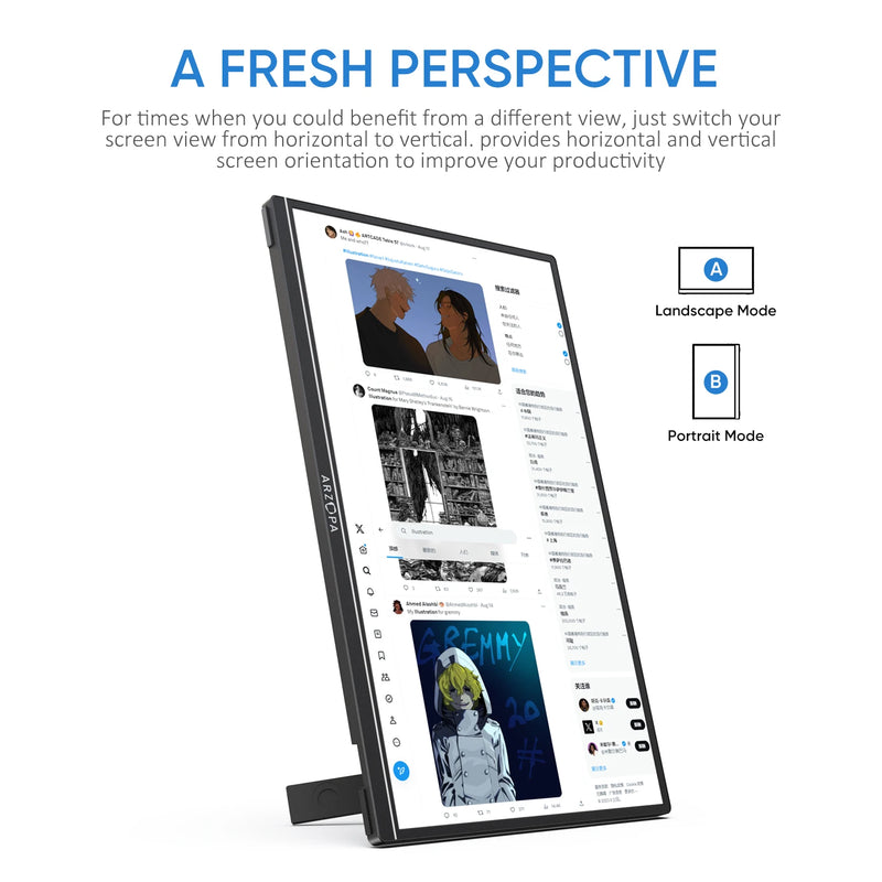 [produto no brasil] NOVO ARZOPA 15.6 inch Monitor Portátil FHD 1080P IPS USB-C