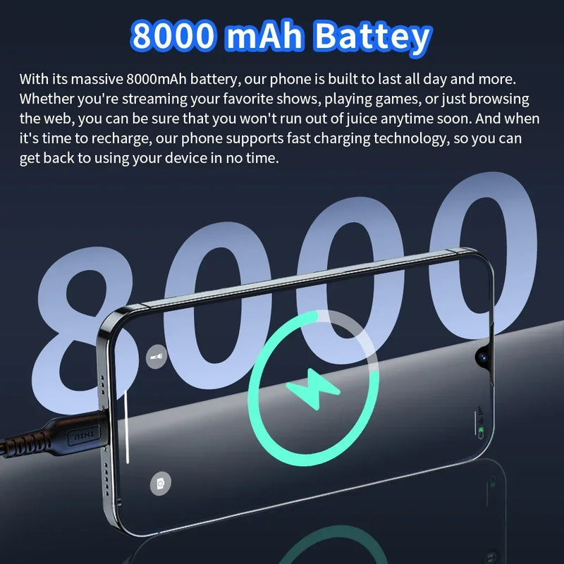 Novo smartphone c20 pro 6.8 &#39;&#39;hd + android 13 16gb + 1tb 8000mah ediçã