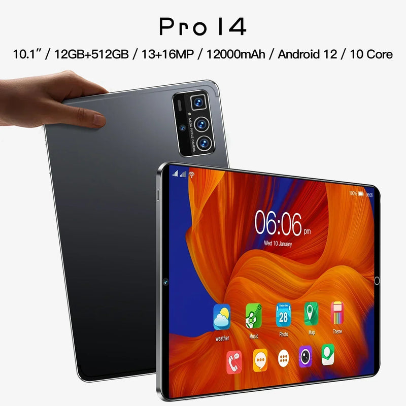 Original Mi Tablet PC, Pro 14, Android 12, 16GB, 1TB, Dual SIM, 10 Core, WPS, GP