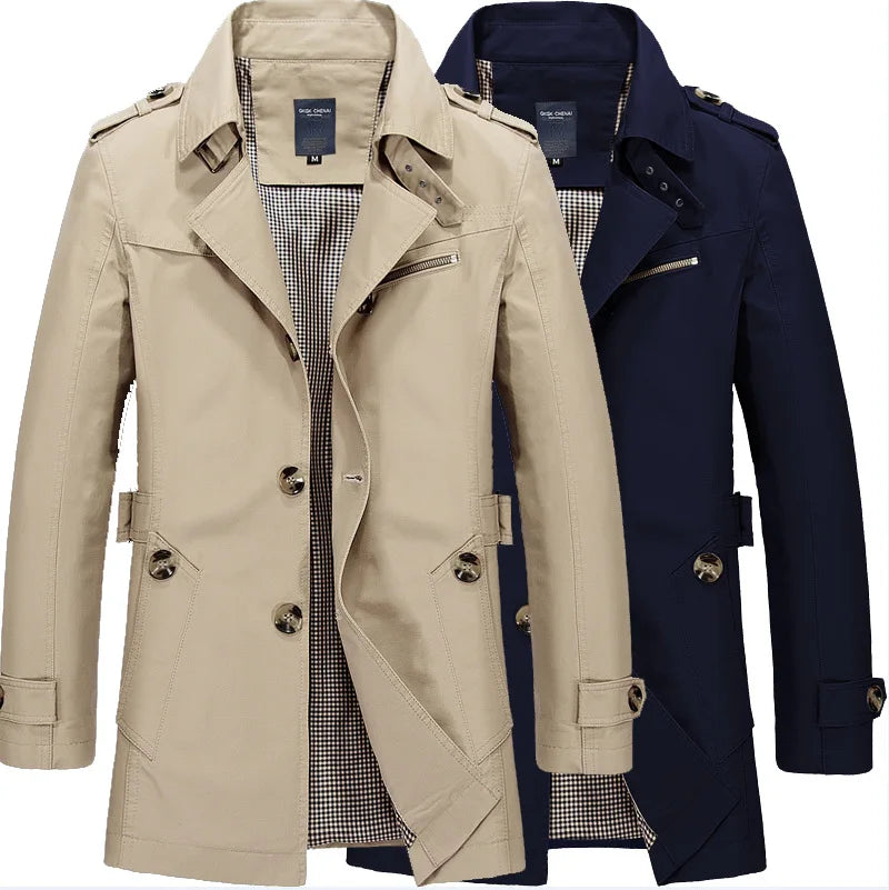 Jaqueta quebra-vento longa masculina, casacos de algodão, terno casual masculin