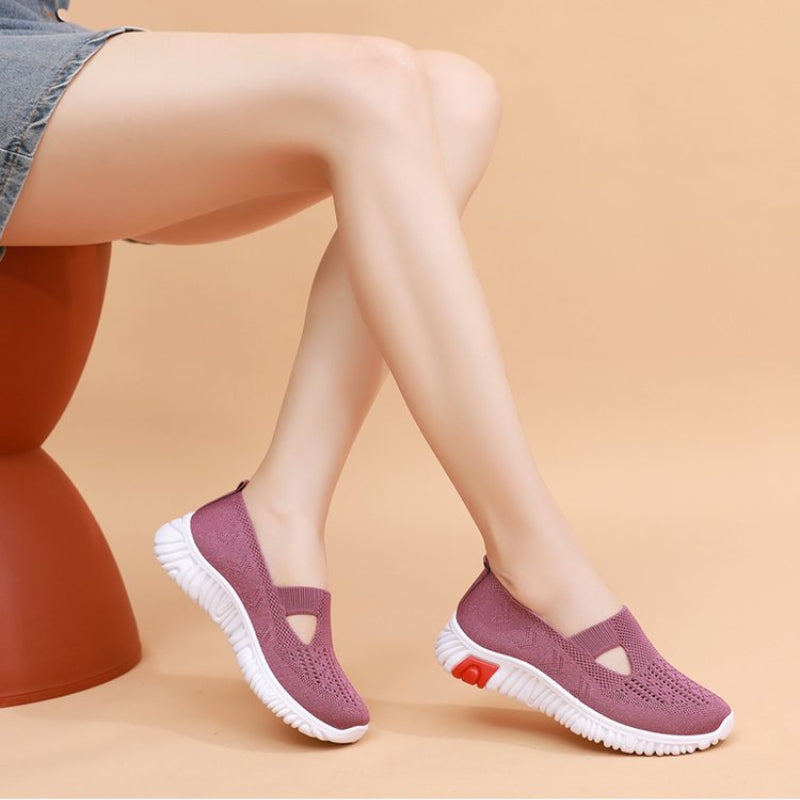Sapatos de pano feminino verão novo estilo sapatos de caminhada sola macia sapa