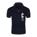 Camisa polo justa de manga curta masculina, lapela, antipillin, estampada, moda