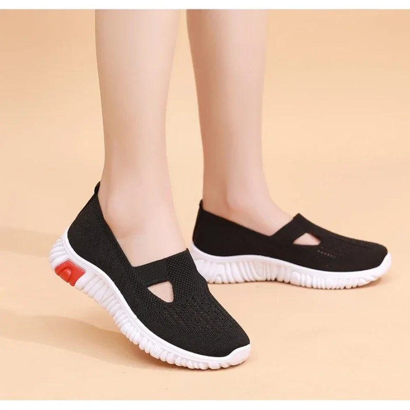 Sapatos de pano feminino verão novo estilo sapatos de caminhada sola macia sapa