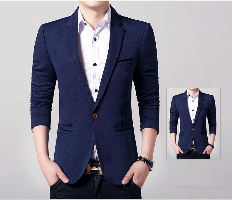 Marca masculina casual blazer 2023 outono nova moda terno magro de negócios cas