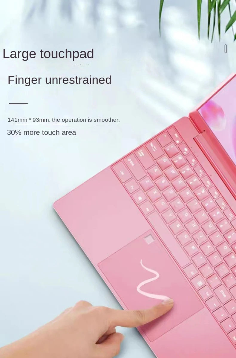 Laptop rosa com o Windows 10, Notebook Gaming, Intel Celeron J4125, 12 GB de RAM