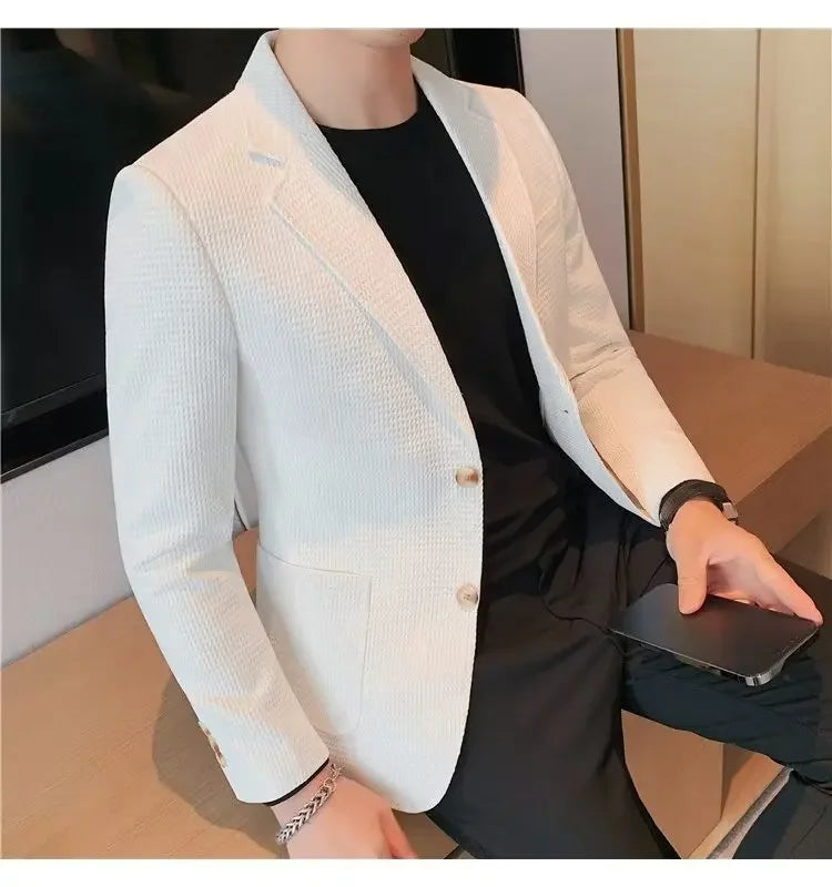 Blazer leve casual masculino, jaqueta de emagrecimento, suavizando sua silhueta,
