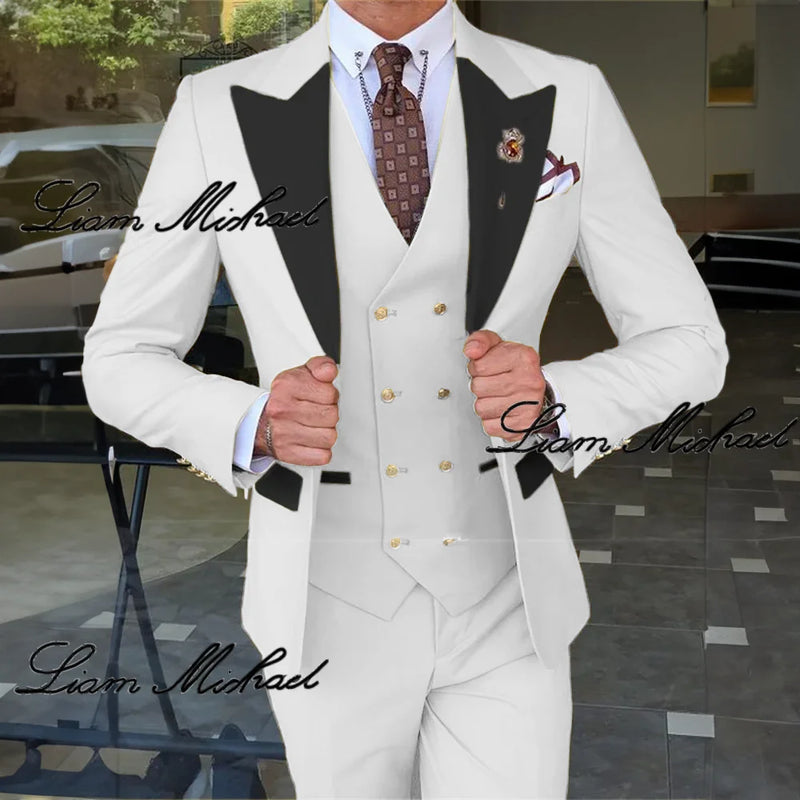 Smoking de casamento formal masculino, terno personalizado para noivo, vestido d