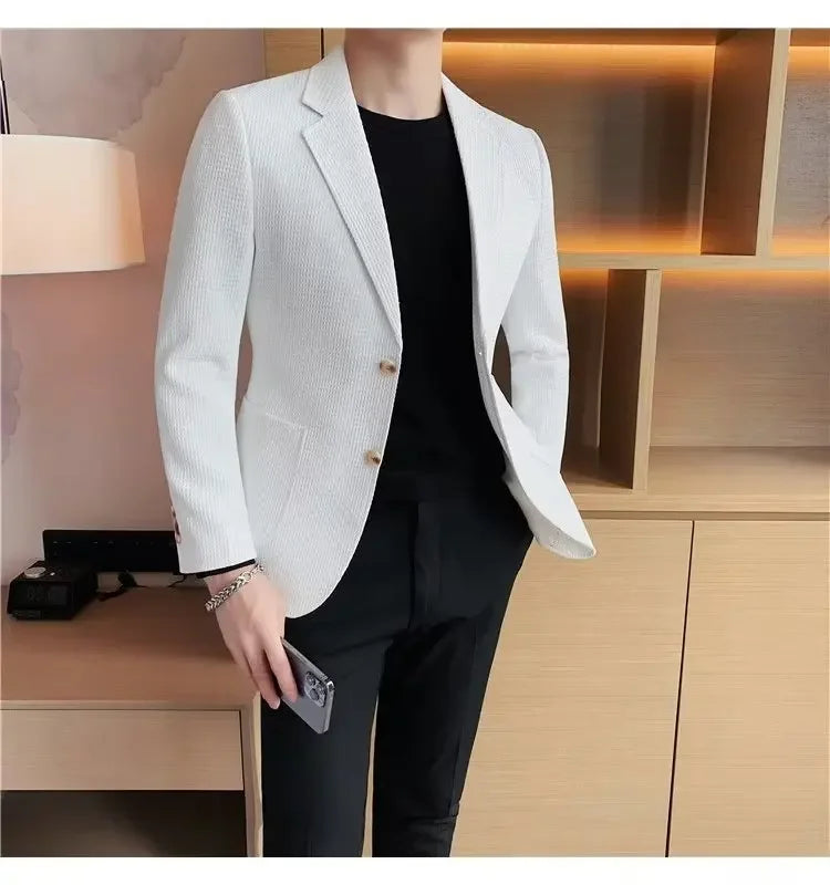 Blazer leve casual masculino, jaqueta de emagrecimento, suavizando sua silhueta,