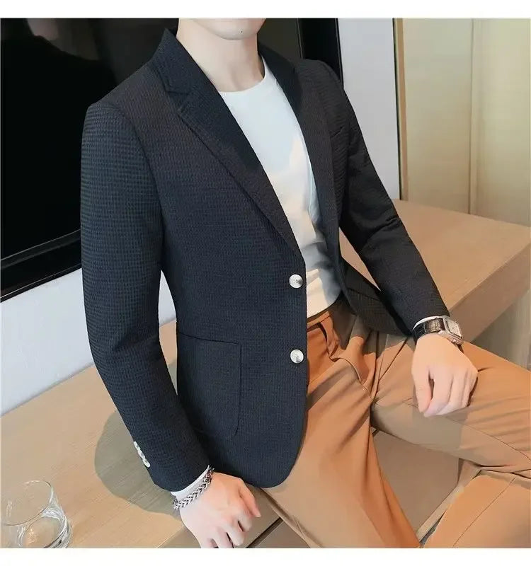 Blazer leve casual masculino, jaqueta de emagrecimento, suavizando sua silhueta,