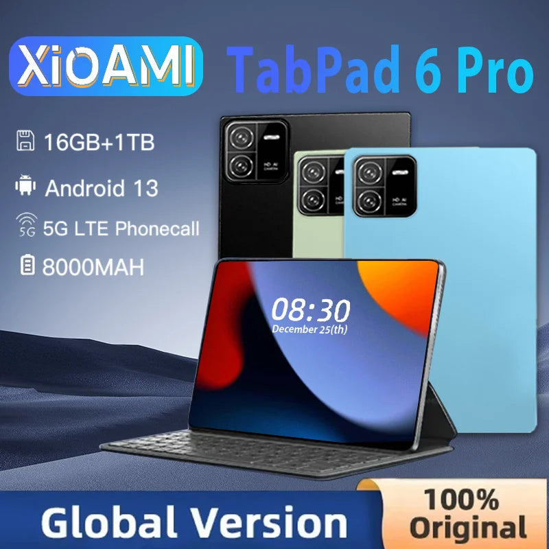 Pad 6 Pro Android 13 Tablet, 16GB, 1TB, 5G, Cartão Dual SIM, GPS, Novo, Origina