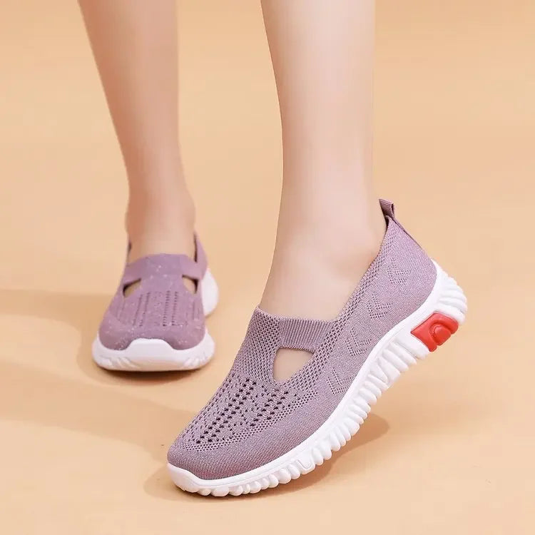 Sapatos de pano feminino verão novo estilo sapatos de caminhada sola macia sapa