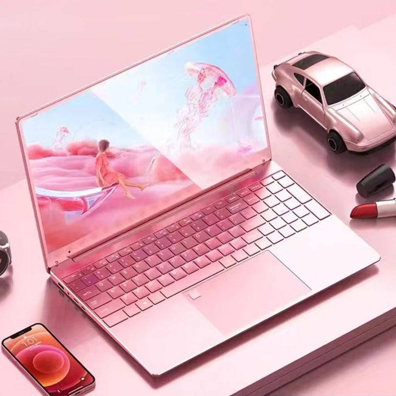 Laptop rosa com o Windows 10, Notebook Gaming, Intel Celeron J4125, 12 GB de RAM