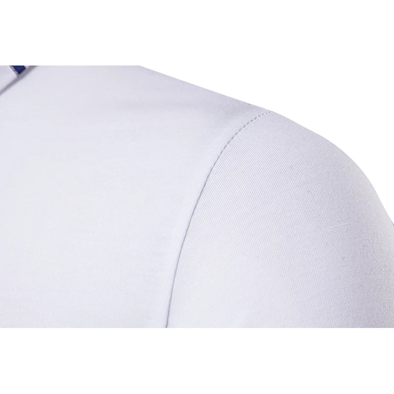 HDDHDHH-Camisa polo de manga comprida com lapela fina, camisa esportiva casual,