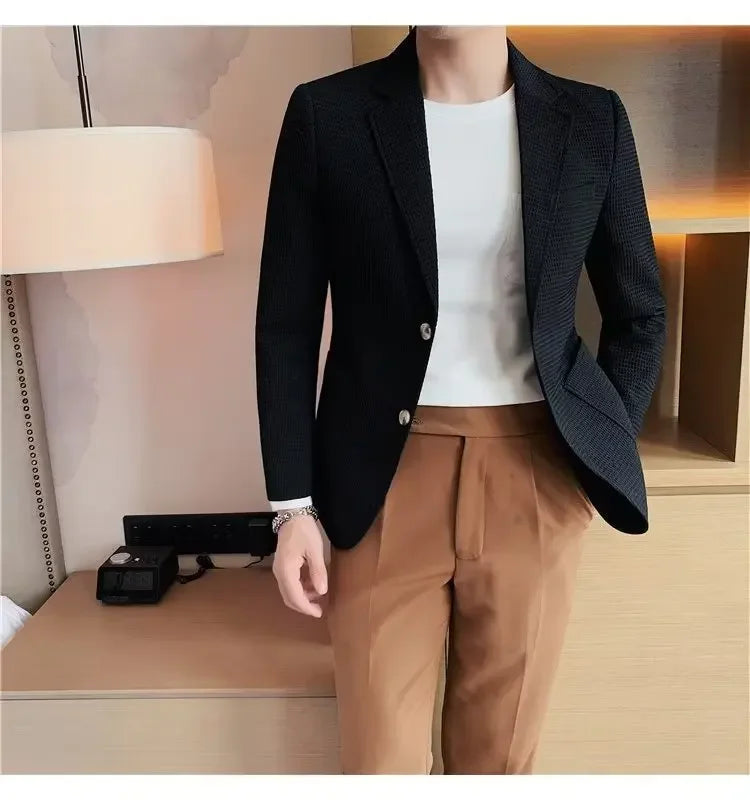 Blazer leve casual masculino, jaqueta de emagrecimento, suavizando sua silhueta,