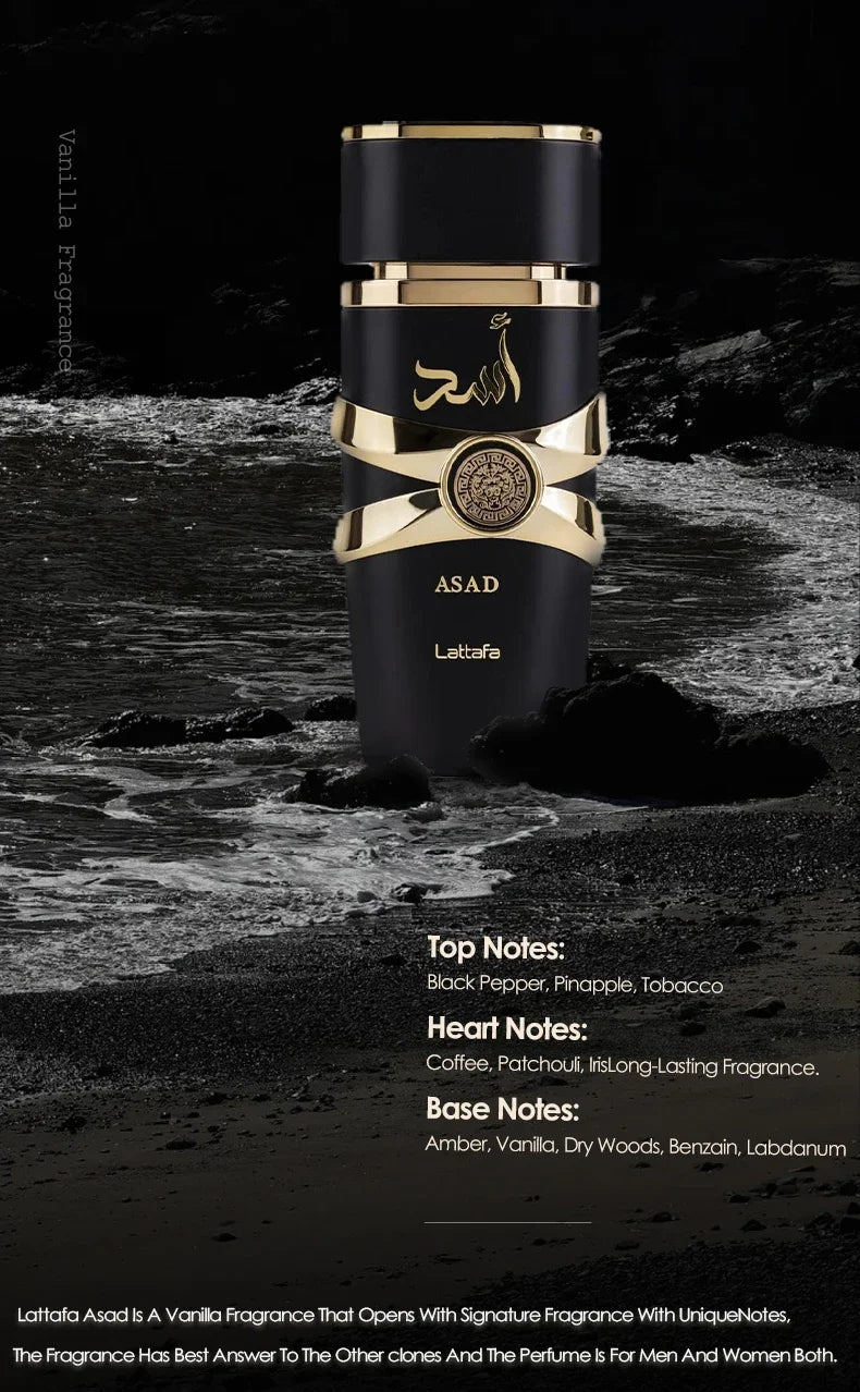 100ml original asad masculino eau de toilette spray fragrância de longa duração de alta qualidade unisex perfume árabe feromônio árabe