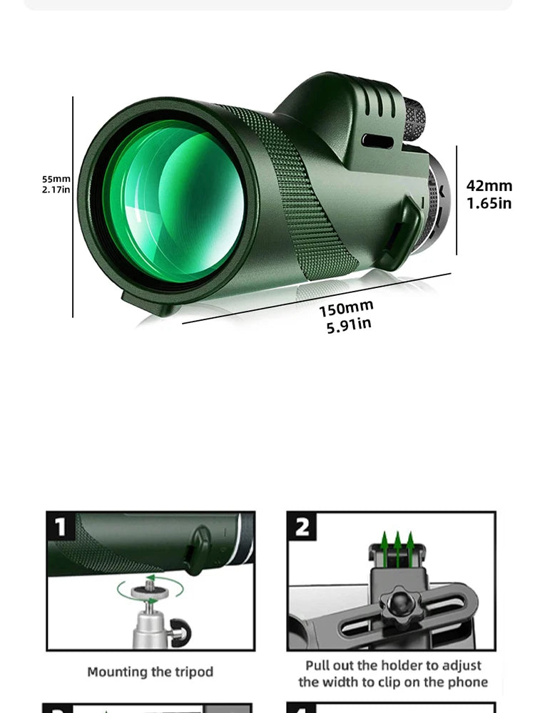 Portátil Zoom HD 5000M Telescópio Dobrável Longa Distância Mini Poderoso Tel