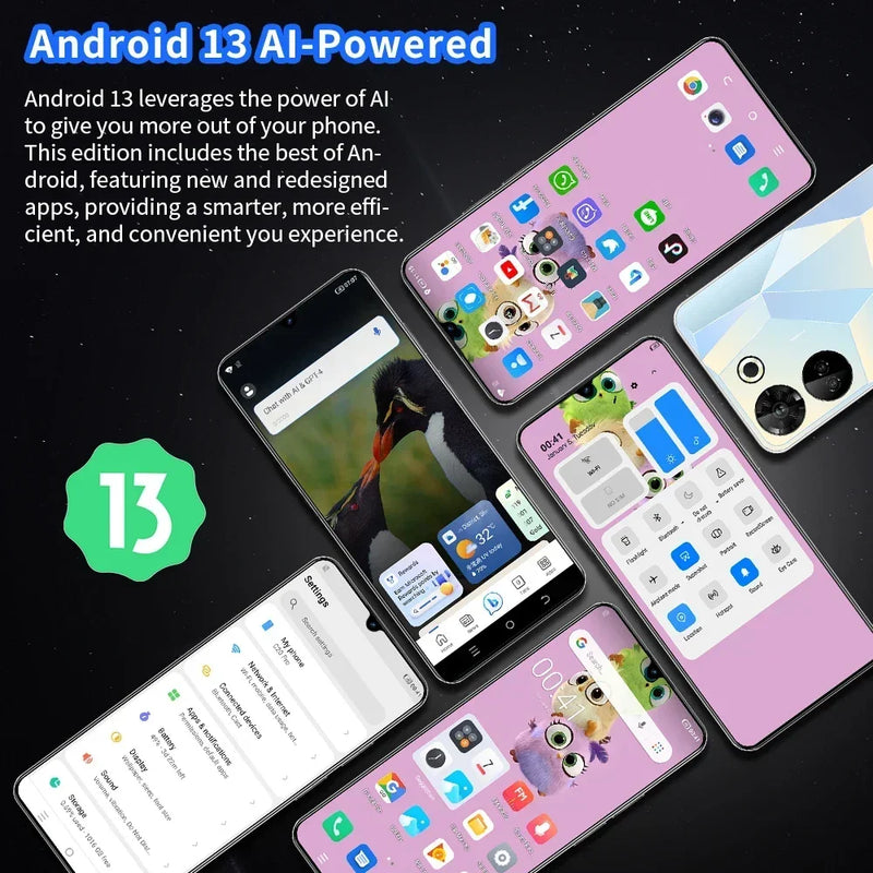 Novo smartphone c20 pro 6.8 &#39;&#39;hd + android 13 16gb + 1tb 8000mah ediçã