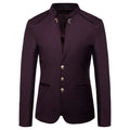 Casaco de blazer decorativo de botão masculino, jaqueta monocromática, slim fi