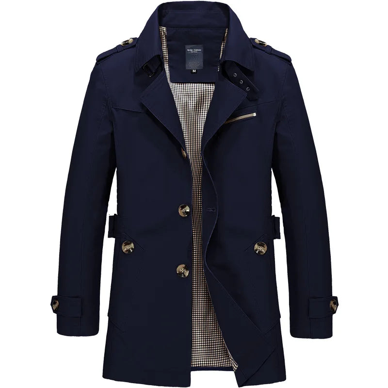 Jaqueta quebra-vento longa masculina, casacos de algodão, terno casual masculin