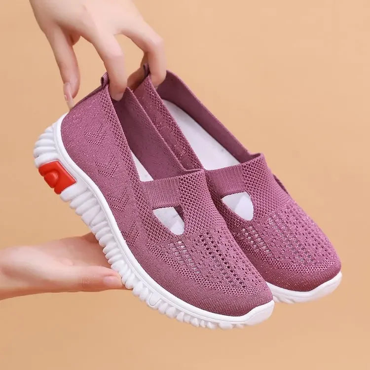 Sapatos de pano feminino verão novo estilo sapatos de caminhada sola macia sapa