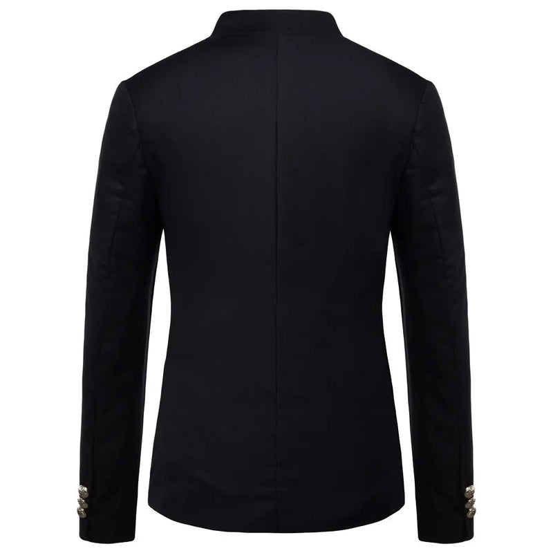 Casaco de blazer decorativo de botão masculino, jaqueta monocromática, slim fi