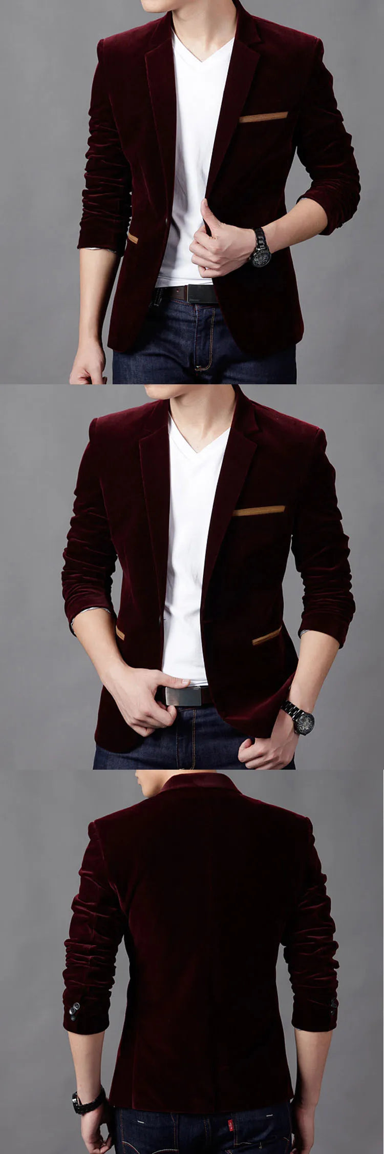 Jaqueta casual de veludo fino masculino, blazers de marca masculina, roupas da m