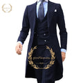 Casaco casual longo e fino masculino, terno de negócios personalizado, smoking