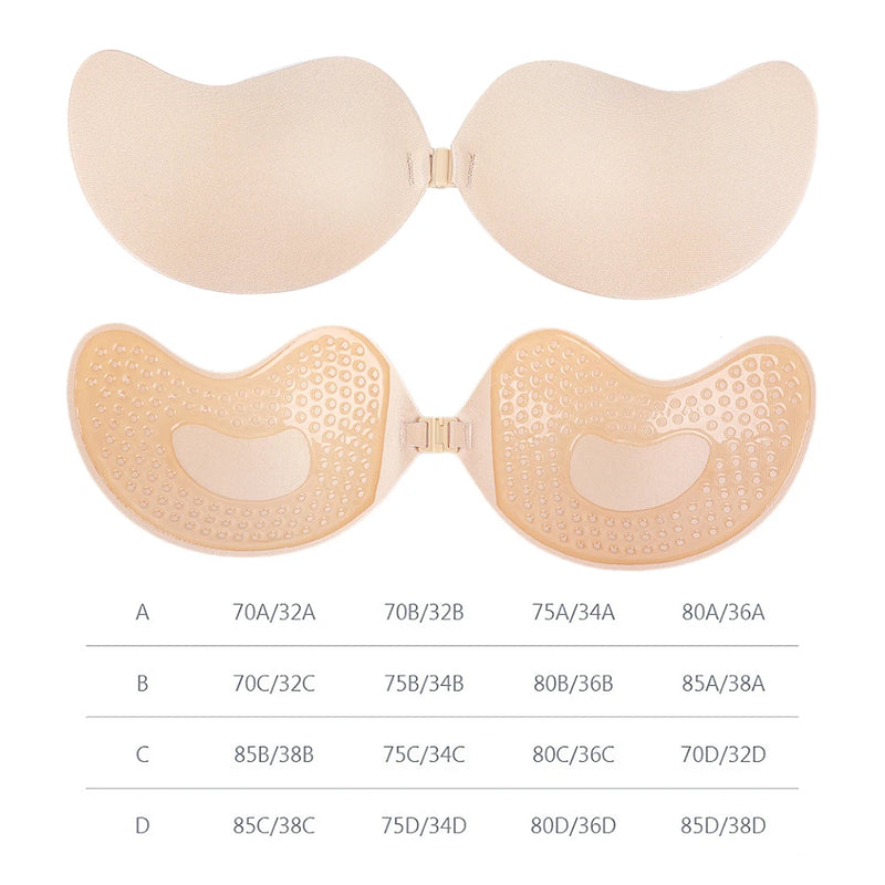 Sutiã Push Up Invisible para Mulheres, Sem Costas, Sem Alças, Sem Costura, Fec