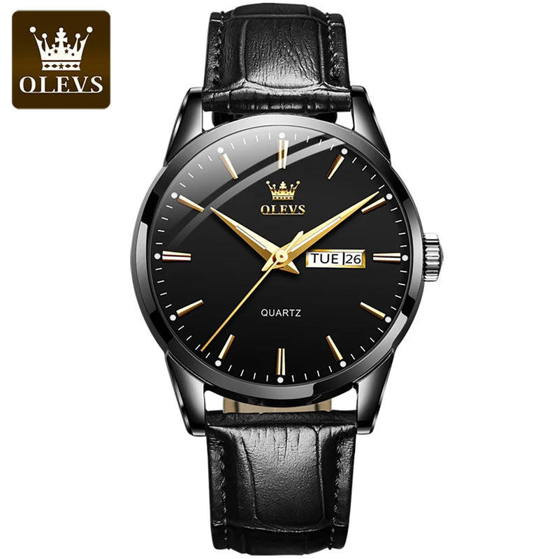 OLEVS-Relógio de pulso de quartzo impermeável clássico masculino, pulseira de