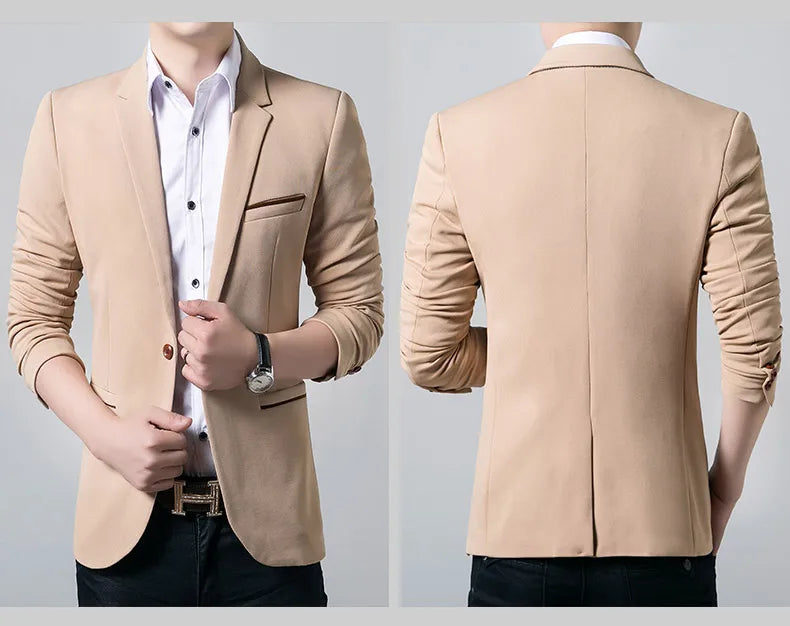 Marca masculina casual blazer 2023 outono nova moda terno magro de negócios cas