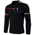 HDDHDHH-Camisa polo de manga comprida com lapela fina, camisa esportiva casual,