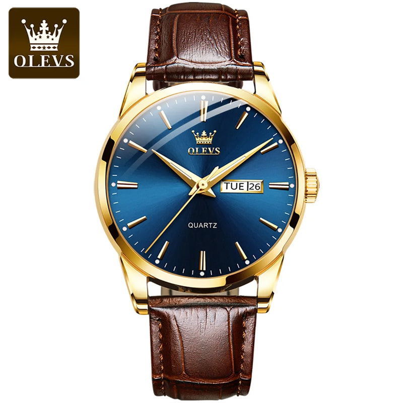 OLEVS-Relógio de pulso de quartzo impermeável clássico masculino, pulseira de